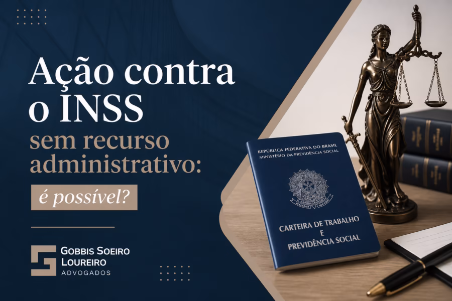 Ilustração de formulário de requerimento administrativo ao INSS com ícones de aprovação e negação