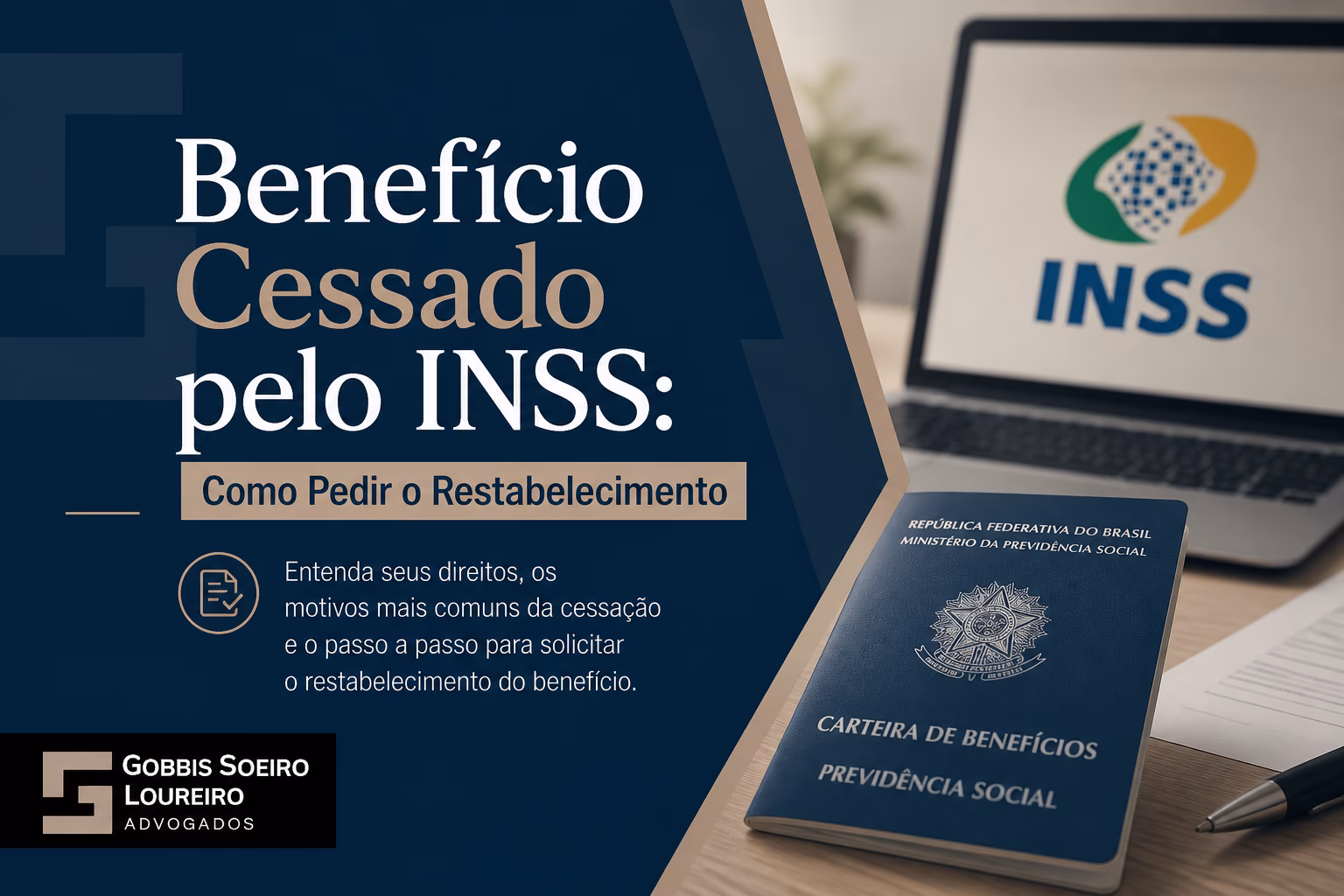 Fluxograma esquemático mostrando as rotas de restabelecimento de benefício cessado pelo INSS: reativação administrativa, recurso administrativo e ação judicial.