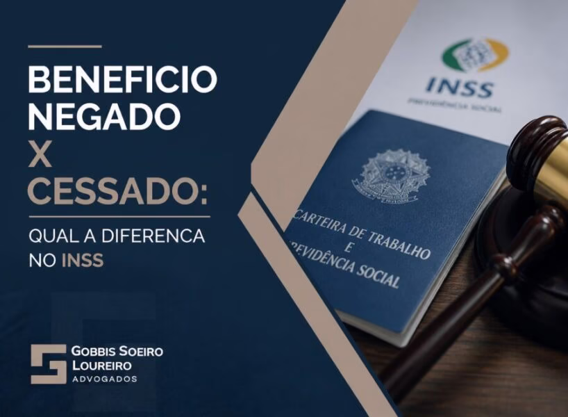 Imagem de cabeçalho do blog mostrando diferença entre benefício negado e cessado no INSS com design moderno.