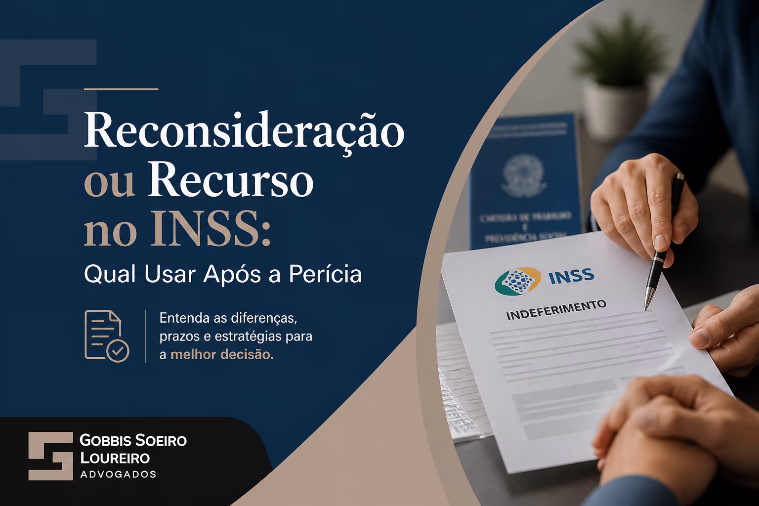 Pessoas consultando documentos sobre reconsideração e recurso administrativo no INSS após perícia negada